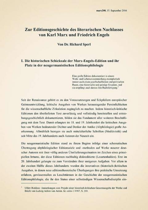 Editionsgeschichte des literarischen Nachlasses von Karl Marx und Friedrich Engels 