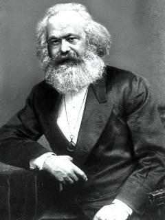 Marx-Porträt im Weltall   